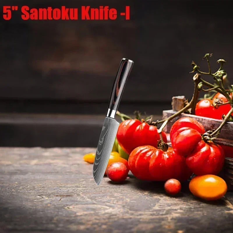 Damascus Konyhakés Éles Santoku