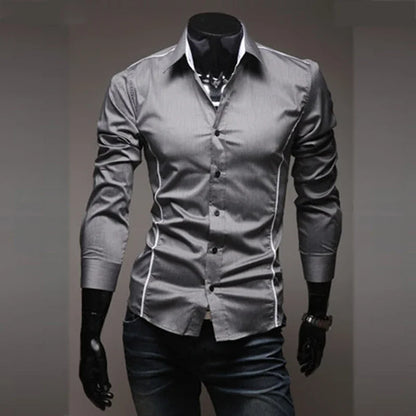 Slim Fit Férfi Csíkos Ing
