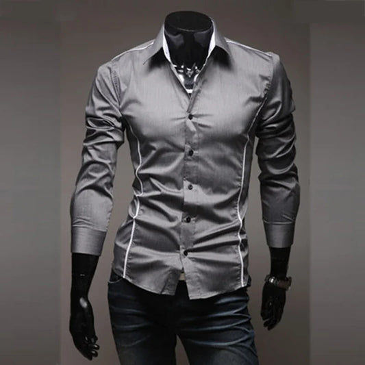 Slim Fit Férfi Csíkos Ing