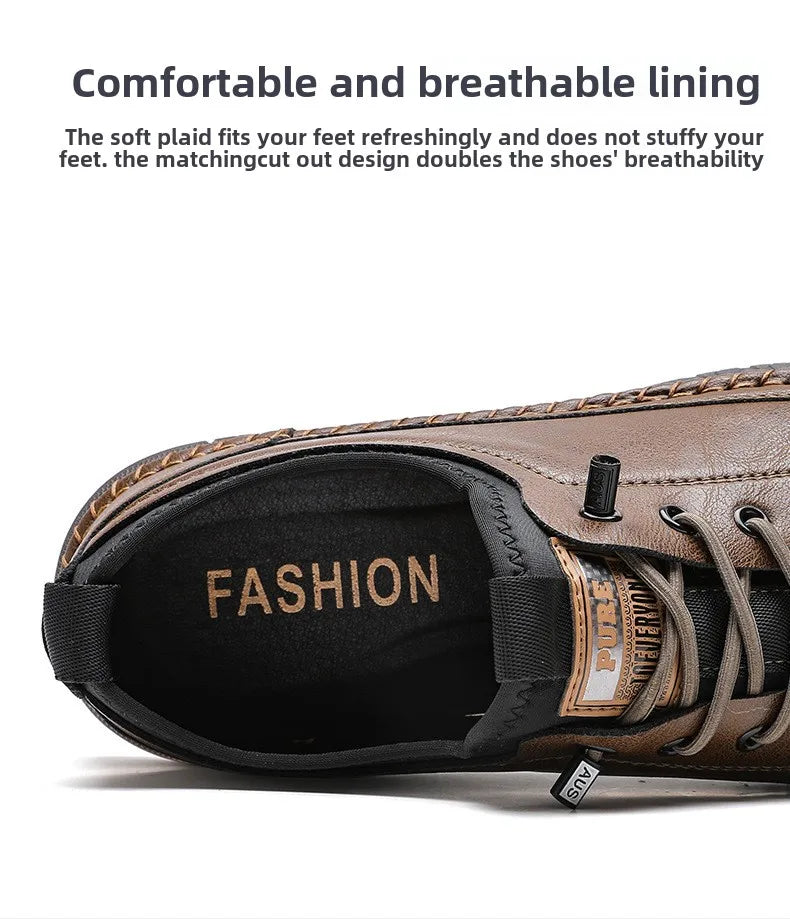 Férfi Casual Mokaszin Cipő - Kényelmes Lapos Talpú Slip-On Bőr Loafer