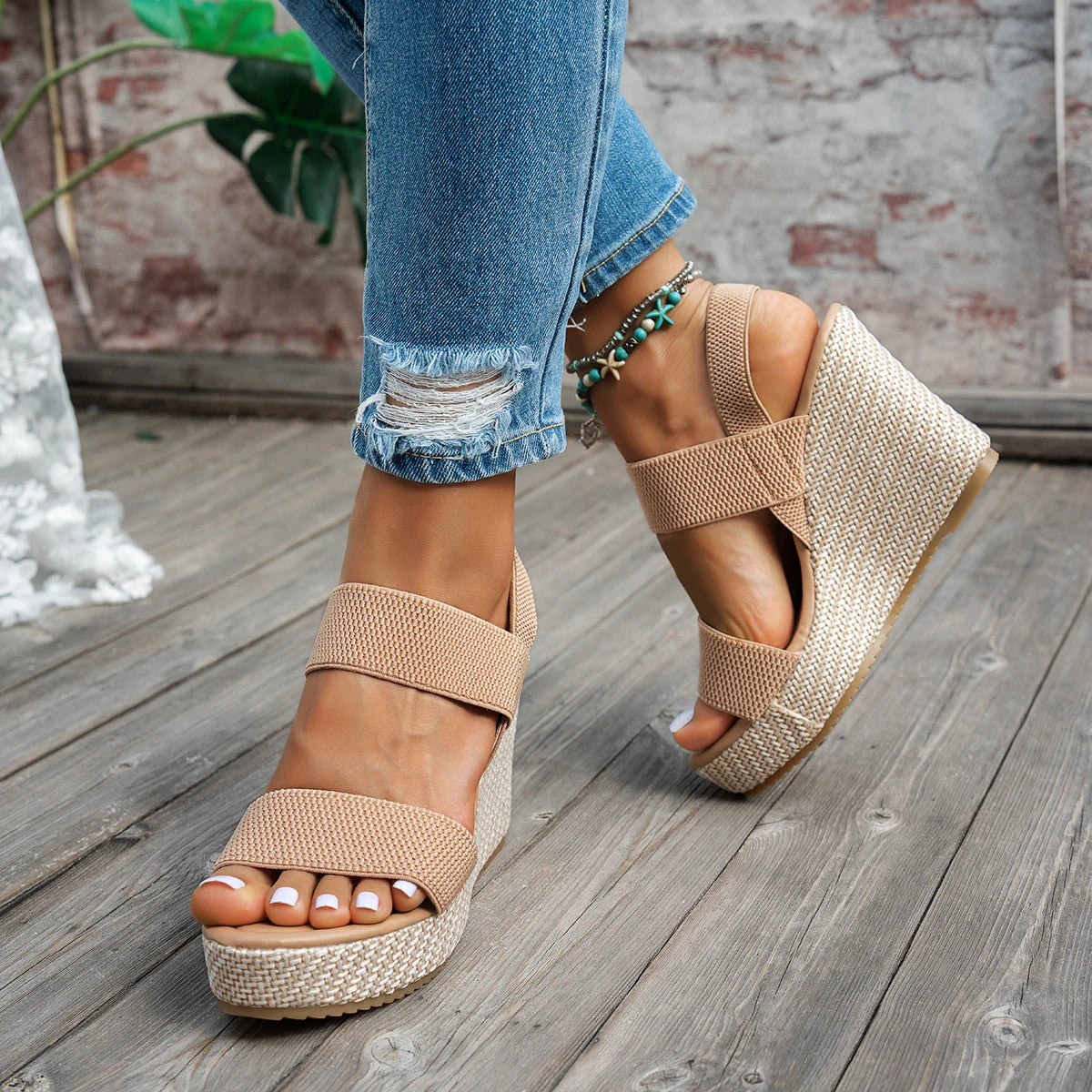 Bequeme Sandalen aus Stoff