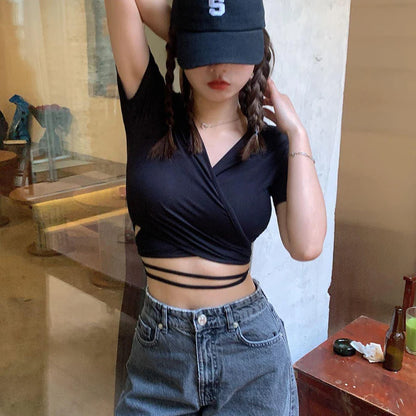 Női Crop Top Vnyakú JEYONG