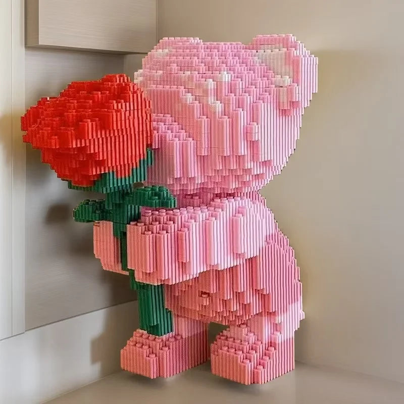 Rose Bear 3856 Darab Építő Kocka Készlet - Romantikus Maci Rózsákat Tart, Ideális Ajándék Pároknak És Szülőknek