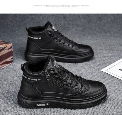 Férfi Téli Bundás Sneaker - Meleg Bőr Casual Cipő Platform Talppal