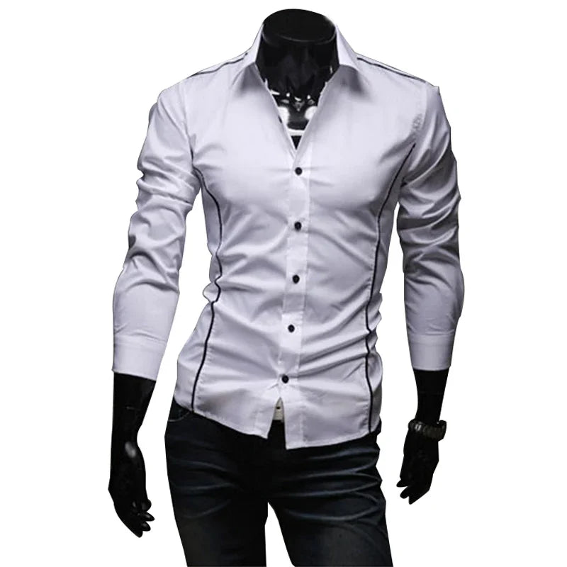 Slim Fit Férfi Csíkos Ing