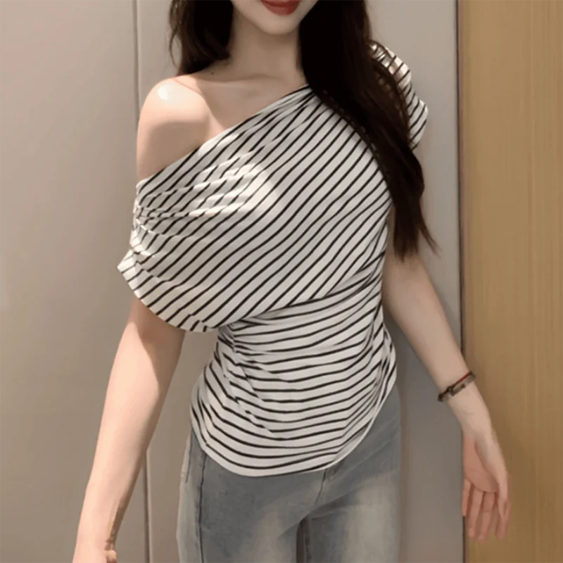 JEYONG Striped T-Shirt Skew Women