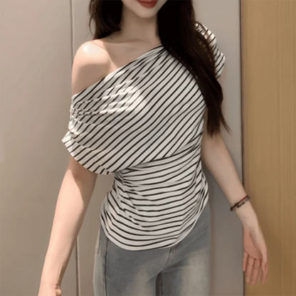 JEYONG Striped T-Shirt Skew Women