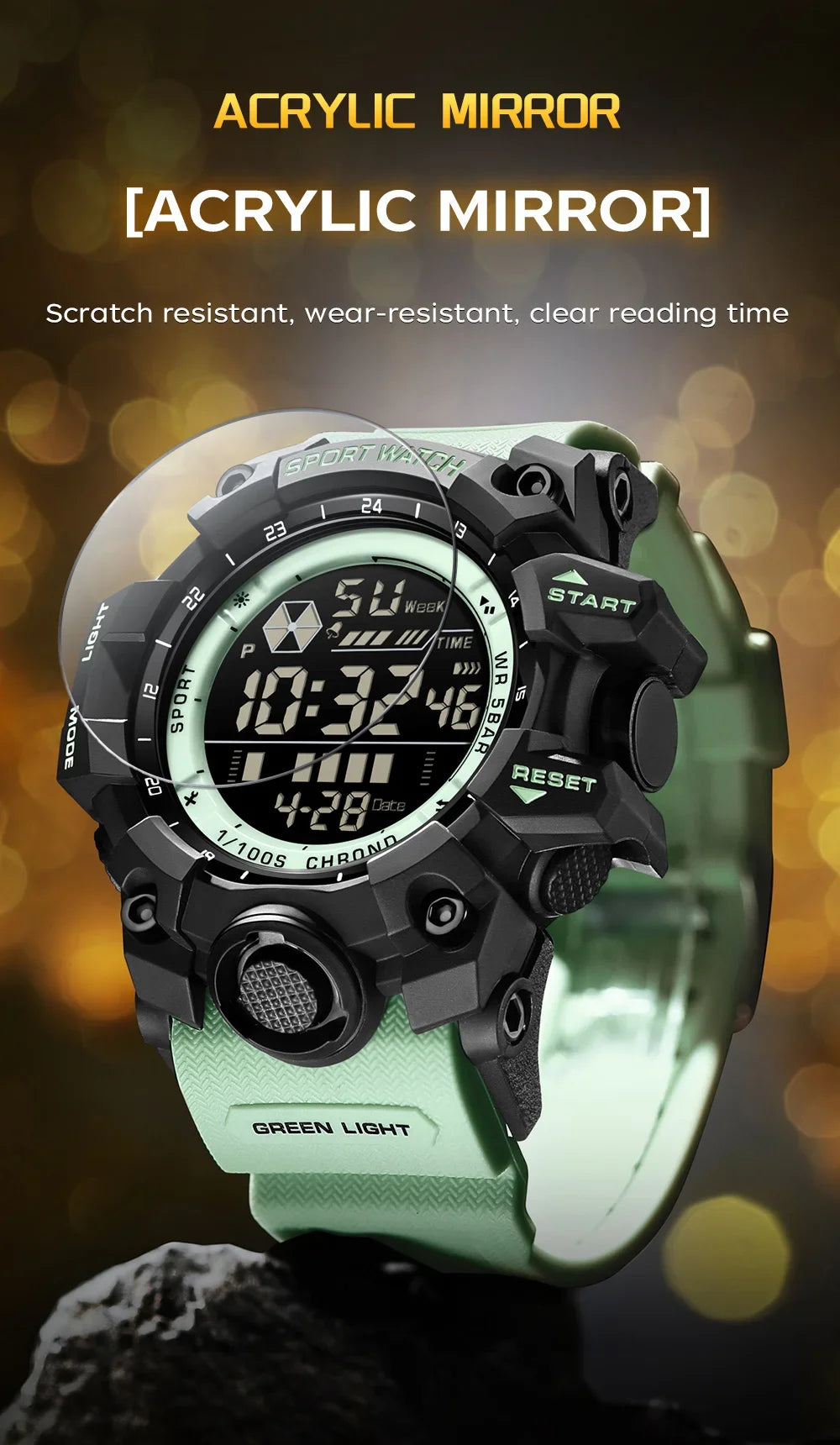 SANDA Herrenuhr, wasserdicht, LED