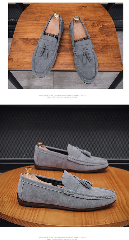 Férfi Casual Loafer - Bojtos Bőr Mokaszin Puha Talppal