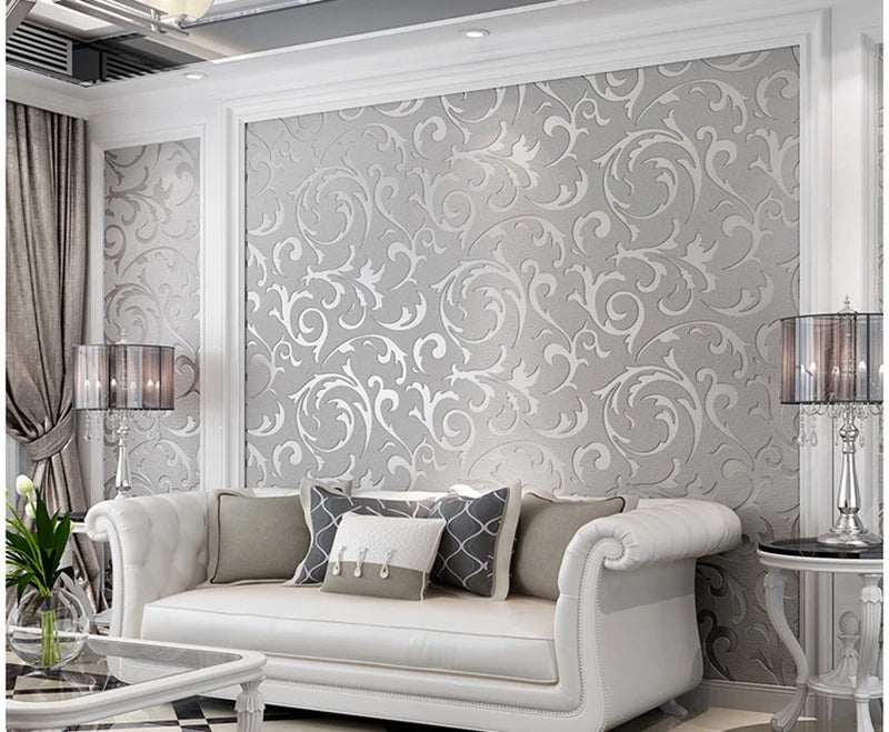 Damask Tapéta DZQCN Ezüst 3D