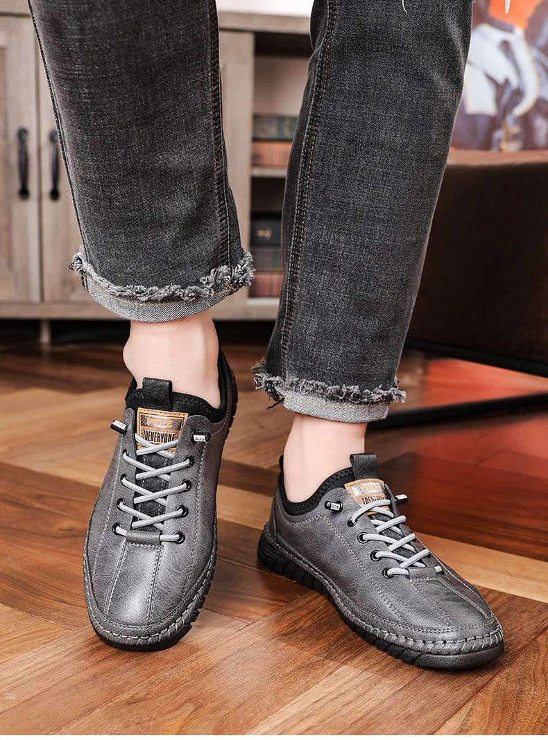 Férfi Casual Mokaszin Cipő - Kényelmes Lapos Talpú Slip-On Bőr Loafer