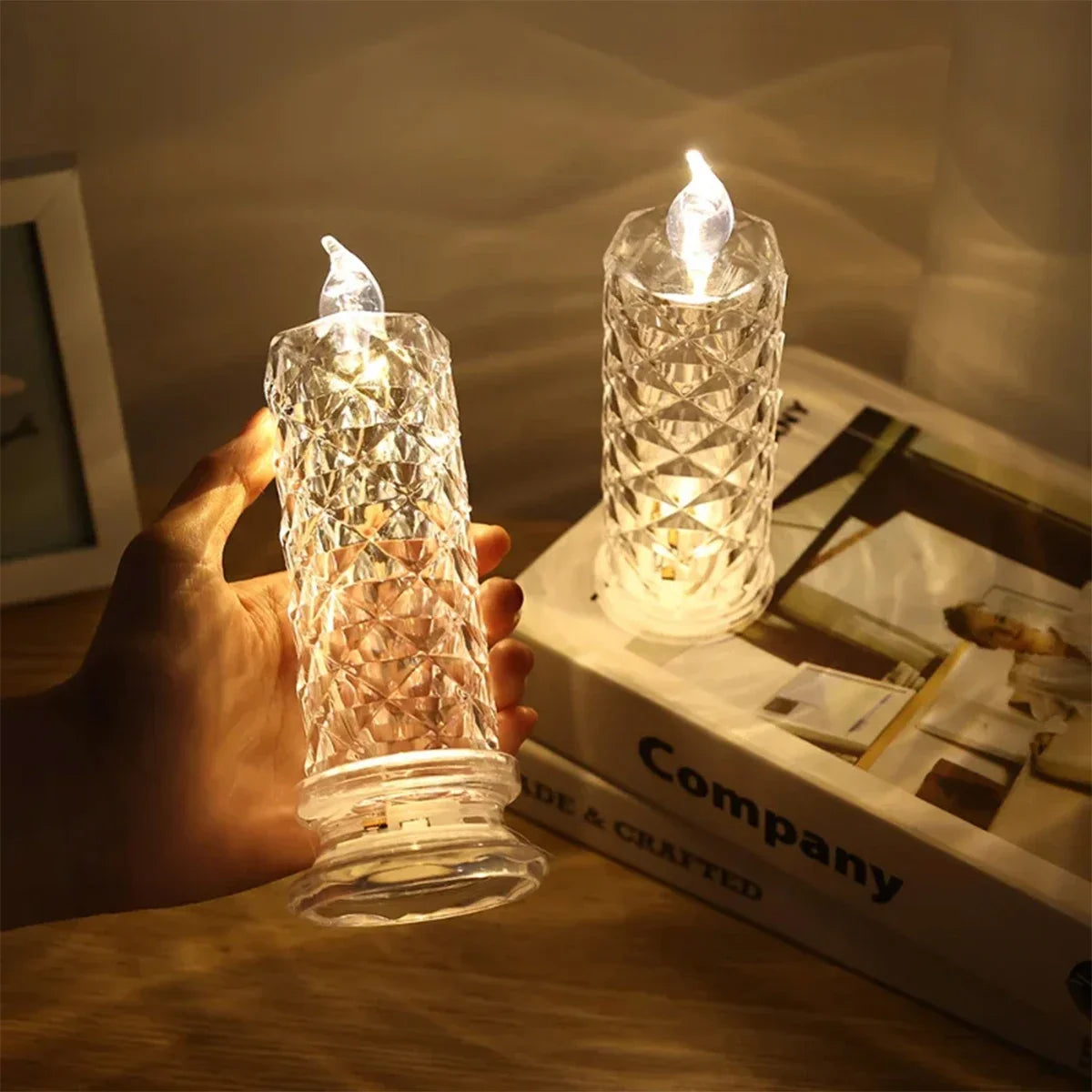 Led Gyertya Lángmentes Rózsás