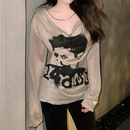 JEYONGZOOCN O-Neck T-Shirt 90s