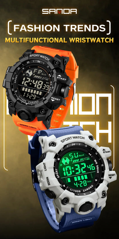 SANDA Herrenuhr, wasserdicht, LED