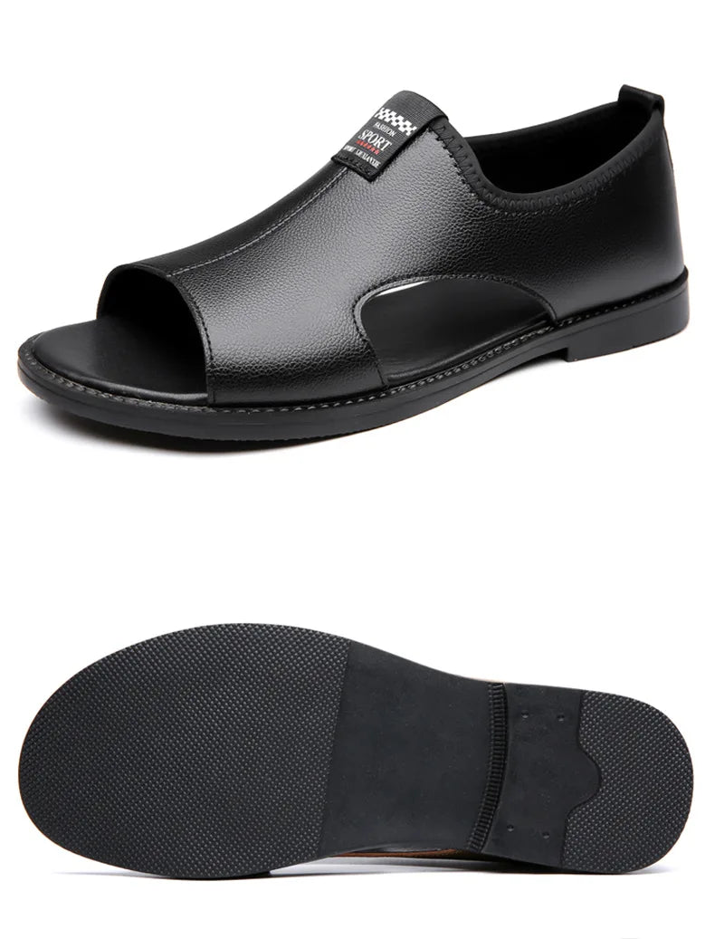Férfi Designer Bőr Szandál - Divatos Nyári Strand Papucs Csúszásmentes
