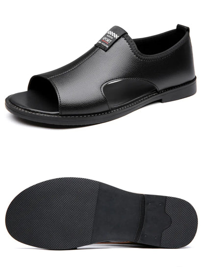 Férfi Designer Bőr Szandál - Divatos Nyári Strand Papucs Csúszásmentes