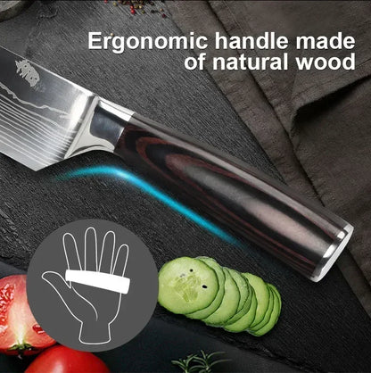 Damascus Konyhakés Éles Santoku