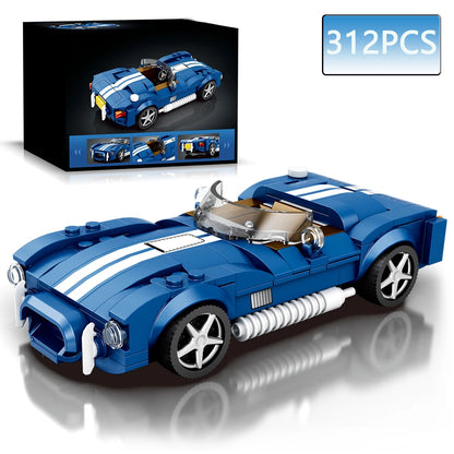 AMAZINGBLOKS 312 Pcs Kék Sport Autó Építő Készlet - Oktató Játék És Asztali Dísz Modell Gyerekeknek