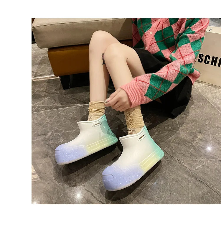 Wasserdichte EVA-Gummistiefel für Damen – Gartenarbeitsschuhe mit dicker Sohle, Regenstiefel