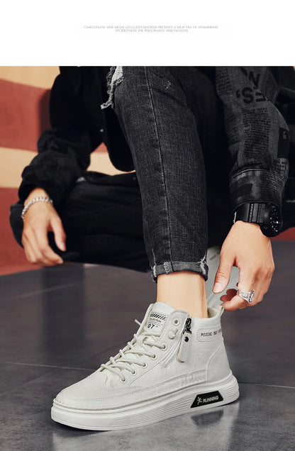 Férfi Téli Bundás Sneaker - Meleg Bőr Casual Cipő Platform Talppal