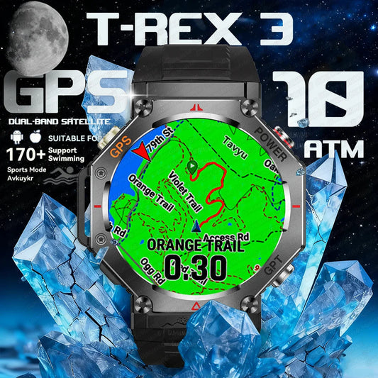 Military T-Rex3 Ultra Okos Óra - GPS Nyomkövetés, Kompassz, 100 Sportmódok, Vízálló IP69K, AI Hang Asszisztens