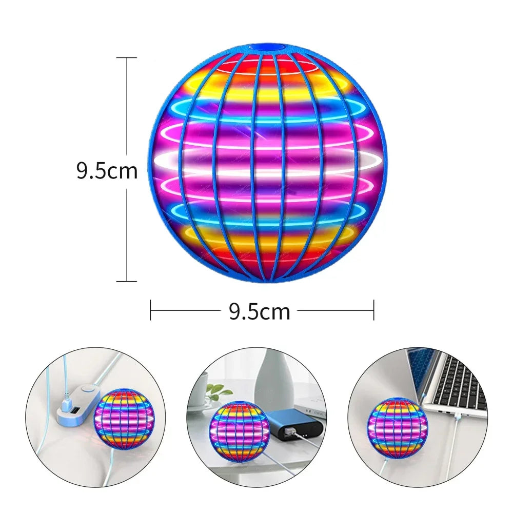 Flying Ball Gyerekek Kézre Irányított LED Kozmikus Gömb - 360 Fokos Forgó Beltéri és Kültéri Játék