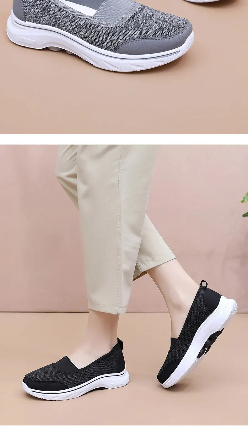 Női Légáteresztő Vulkanizált Cipő Fehér - Divatos Mesh Sneaker Munkacipő