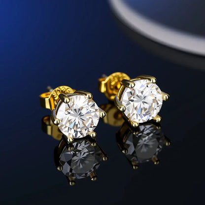 0.1ct-2ct D Color Certified Moissanite Stud Earrings Lab Created Diamond 925 Sterling Silver Wedding - BAALAAZ