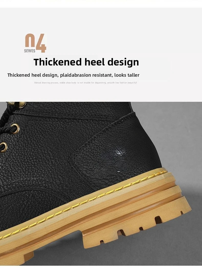 Herren-Ankle-Boots – Plateau-Lederstiefel mit Schnürung