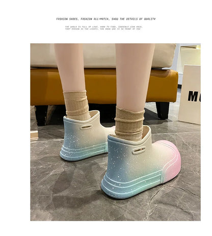 Wasserdichte EVA-Gummistiefel für Damen – Gartenarbeitsschuhe mit dicker Sohle, Regenstiefel