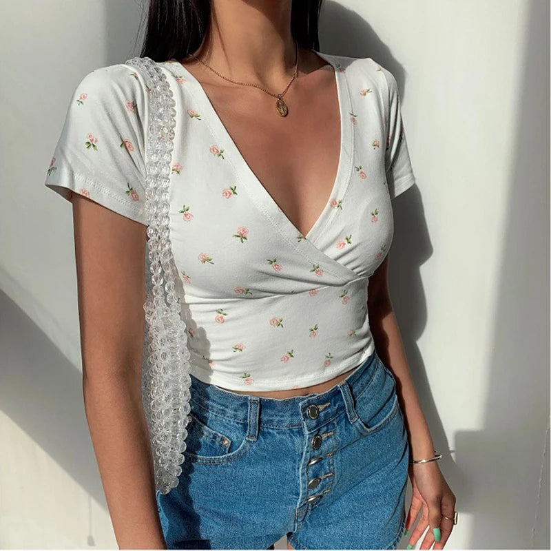 Jeyongzo Crop Top Virágos Női