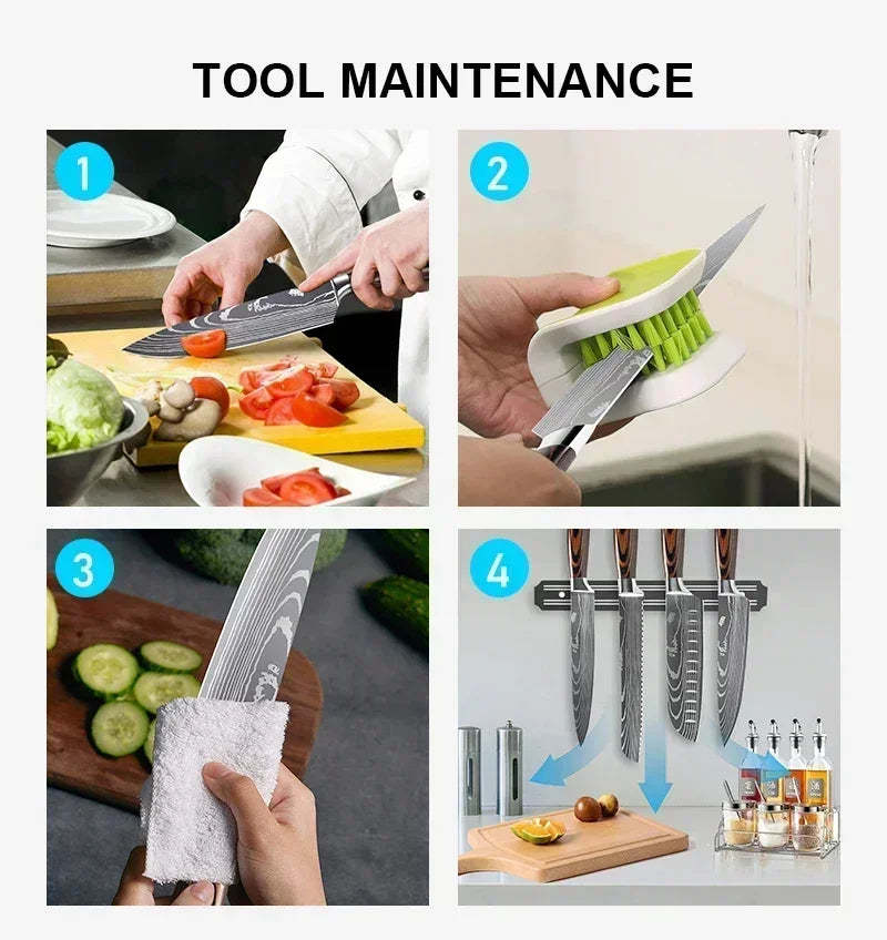 Damascus Konyhakés Éles Santoku