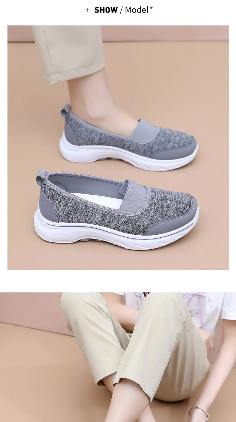 Női Légáteresztő Vulkanizált Cipő Fehér - Divatos Mesh Sneaker Munkacipő