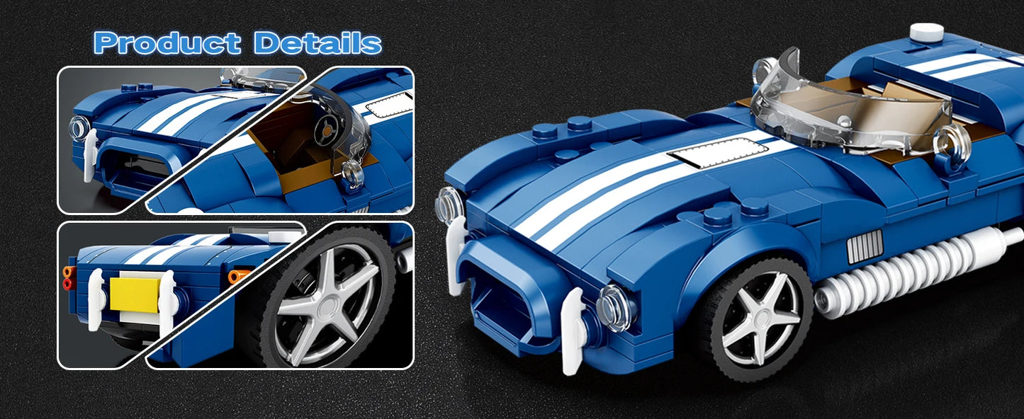 AMAZINGBLOKS 312 Pcs Kék Sport Autó Építő Készlet - Oktató Játék És Asztali Dísz Modell Gyerekeknek