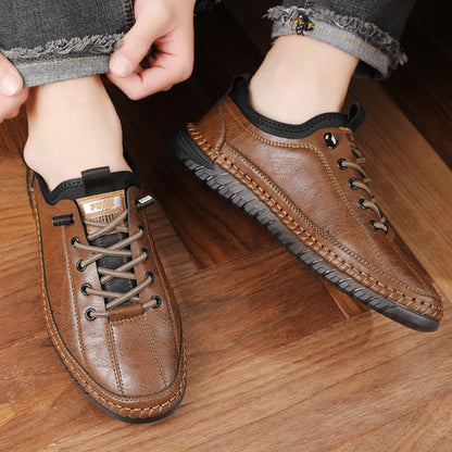 Férfi Casual Mokaszin Cipő - Kényelmes Lapos Talpú Slip-On Bőr Loafer