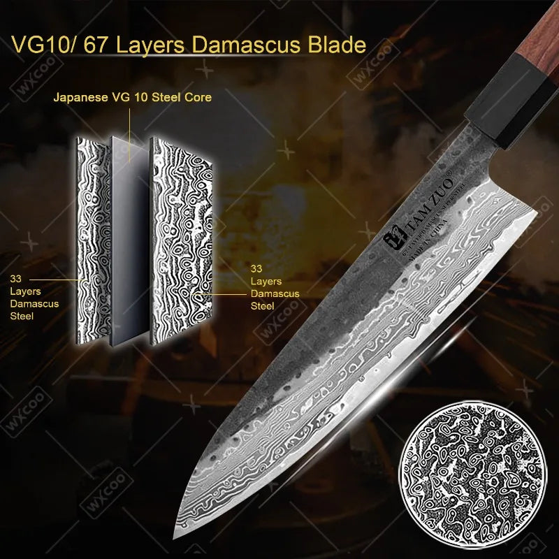 WXCOO Santoku Kés Damascus Pro
