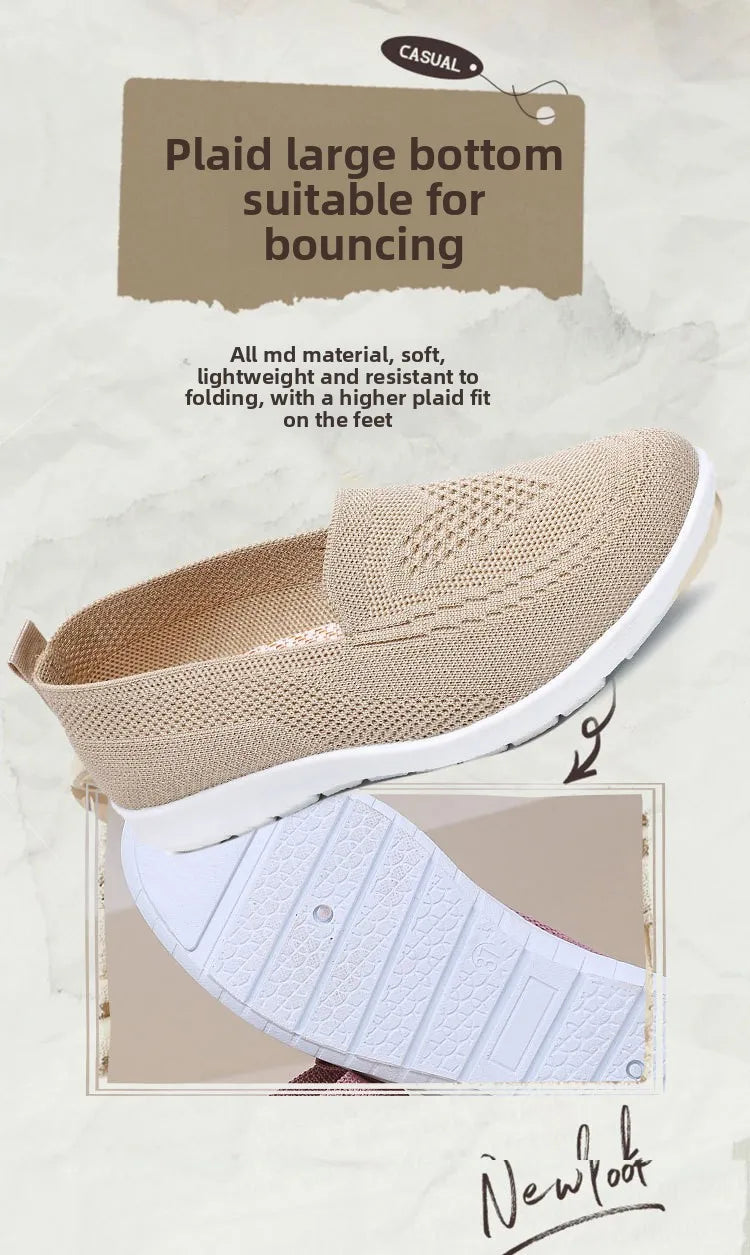 Női Slip-On Cipő - Lélegző Hálós Casual Lapos Cipő Tavaszi-Őszi Szezonra