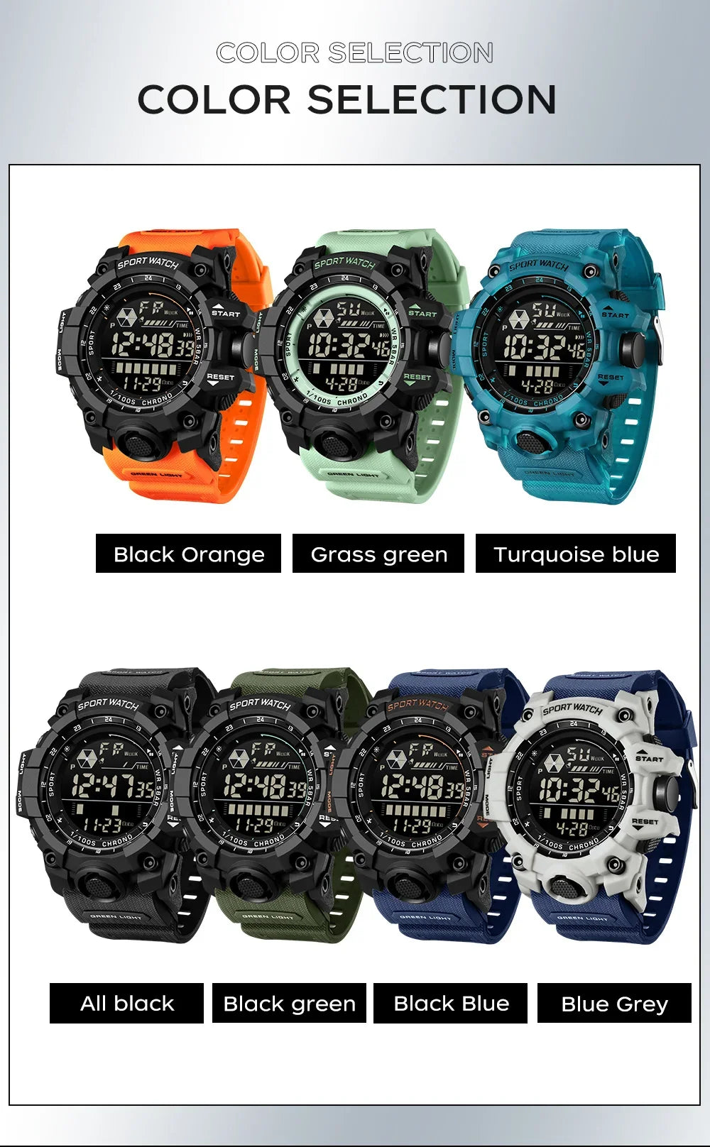 SANDA Herrenuhr, wasserdicht, LED