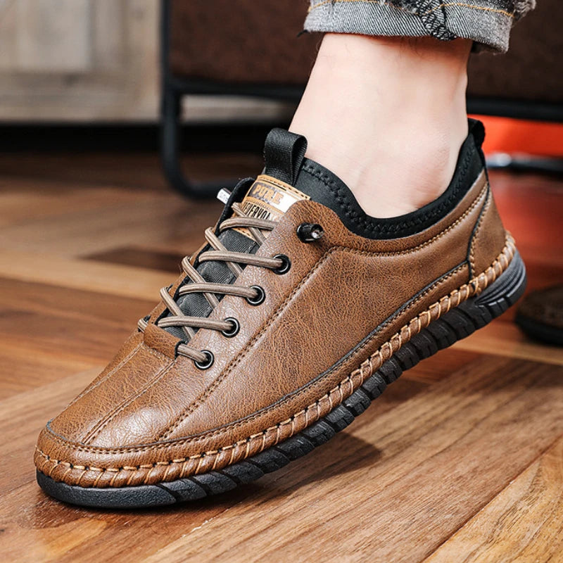 Férfi Casual Mokaszin Cipő - Kényelmes Lapos Talpú Slip-On Bőr Loafer