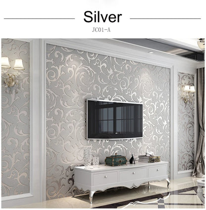 Damask Tapéta DZQCN Ezüst 3D