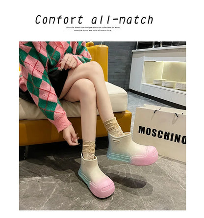 Wasserdichte EVA-Gummistiefel für Damen – Gartenarbeitsschuhe mit dicker Sohle, Regenstiefel