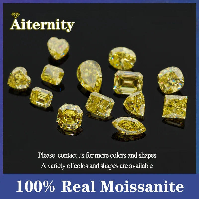 0.5-6ct Rare Colored Moissanite Loose Stone Real VVS1 Lab Grown Princess Crystal Yellow Pink Certified Heart Moissanite Diamonds - BAALAAZ