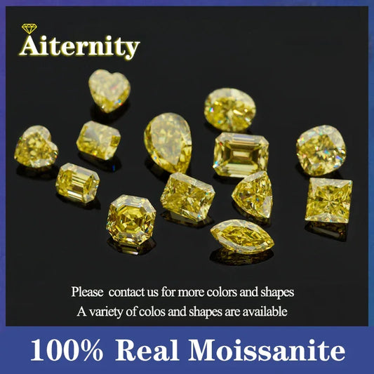 0.5-6ct Rare Colored Moissanite Loose Stone Real VVS1 Lab Grown Princess Crystal Yellow Pink Certified Heart Moissanite Diamonds - BAALAAZ