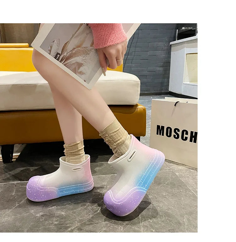 Wasserdichte EVA-Gummistiefel für Damen – Gartenarbeitsschuhe mit dicker Sohle, Regenstiefel
