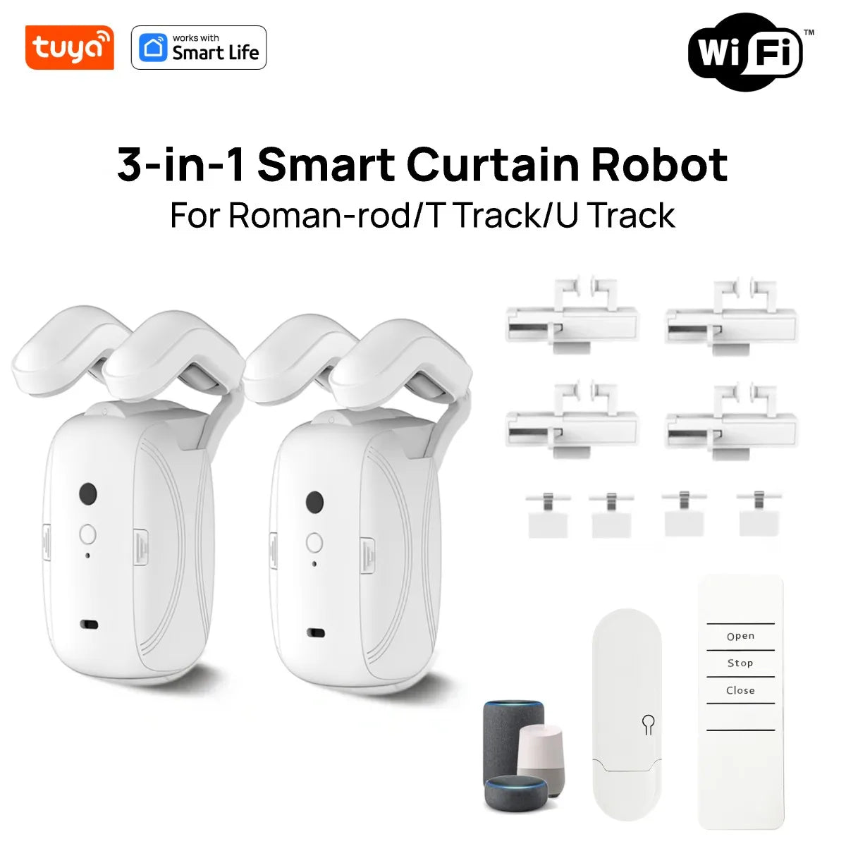 Tuya Okos Függönymozgató Robot – WiFi/Bluetooth, App-vezérlés, Alexa & Google Home