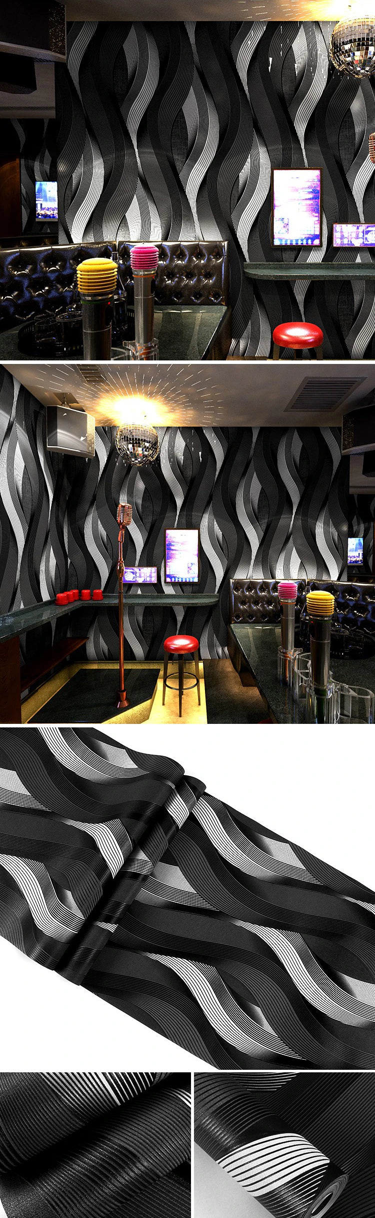 DZQCN PVC Vízálló Csík Tapéta