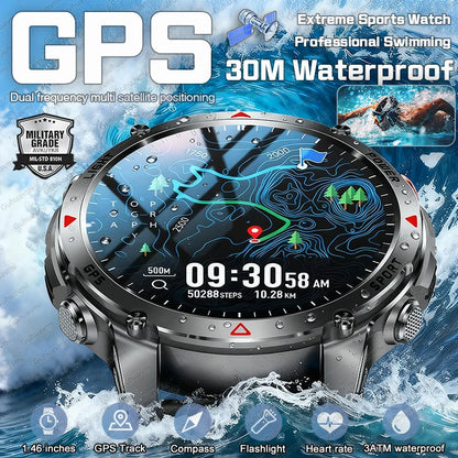 MilGuard GPS Pozíció Okosóra Férfiaknak - Térképes Útvonal Követés, 30 Méter Vízálló, Taktikai Sportóra
