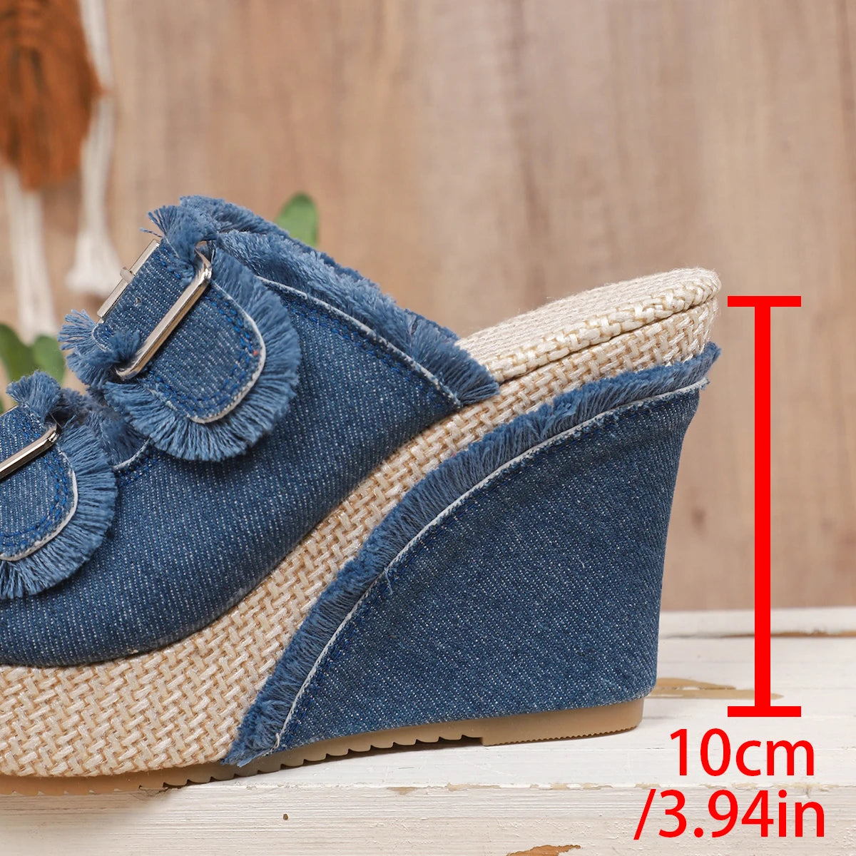 Women's Denim Shoes Pull On Wedges