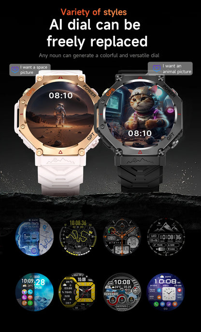 Military T-Rex3 Ultra Okos Óra - GPS Nyomkövetés, Kompassz, 100 Sportmódok, Vízálló IP69K, AI Hang Asszisztens