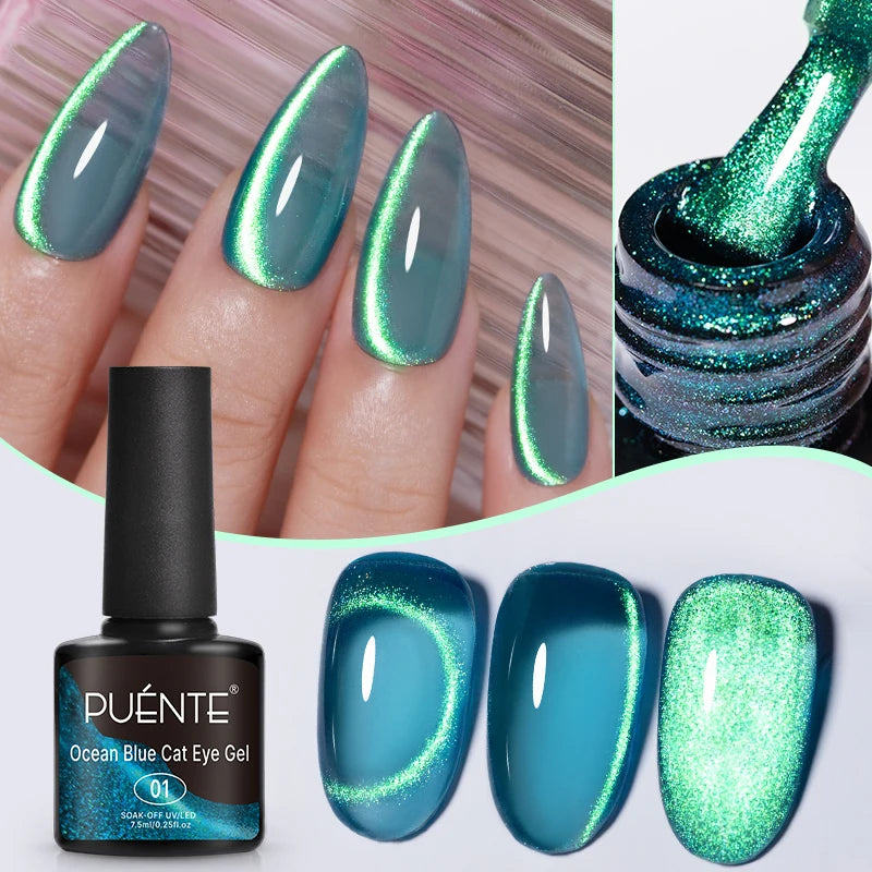 Puente Cat Eye Gel Fényes Kék